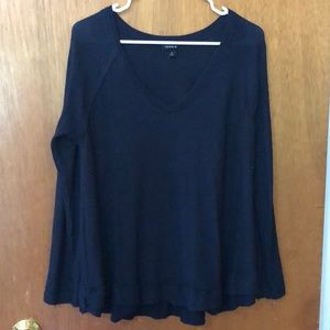 Blue sweater with ruffles on bottom!